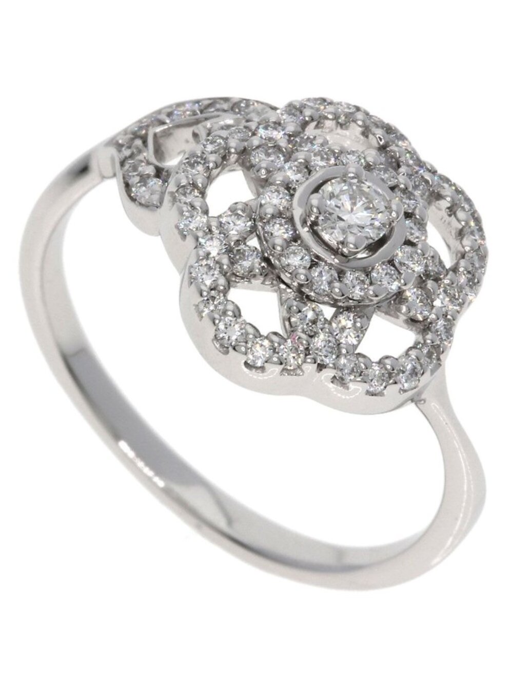 Chanel Camellia Collection Diamond Ring 18K White Gold